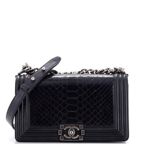 CHANEL Boy Flap Bag Python Old Medium