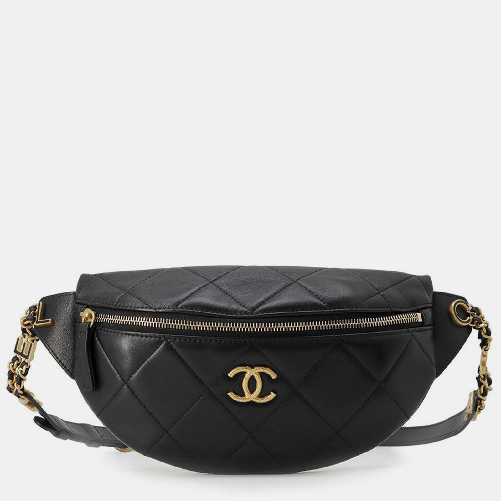 Chanel Schwarze Umhängetasche aus Lammleder