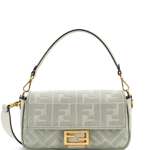 FENDI Baguette NM Bag Zucca Embroidered Canvas Medium