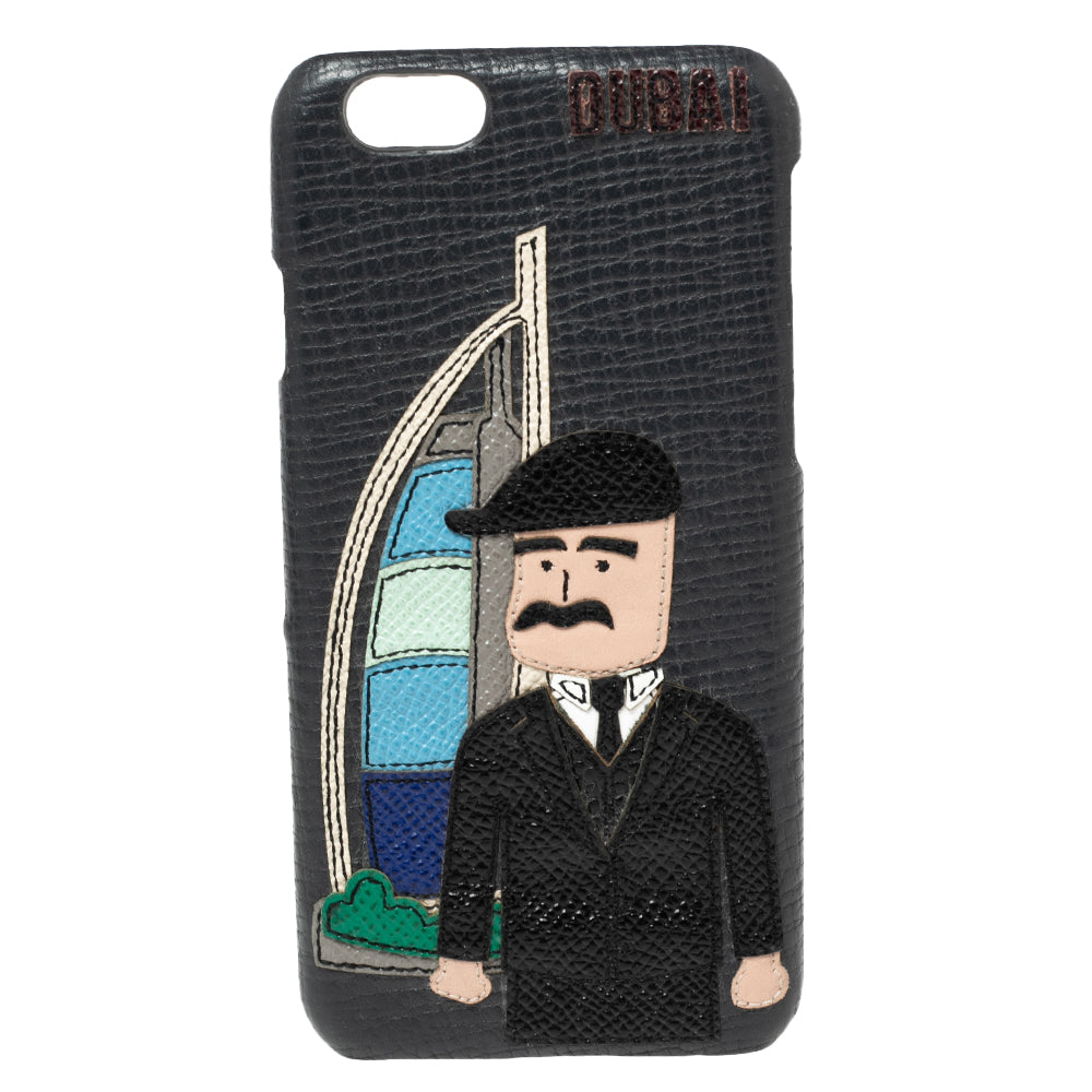 Dolce & Gabbana Black Leather DG Loves Dubai iPhone 6 Cover