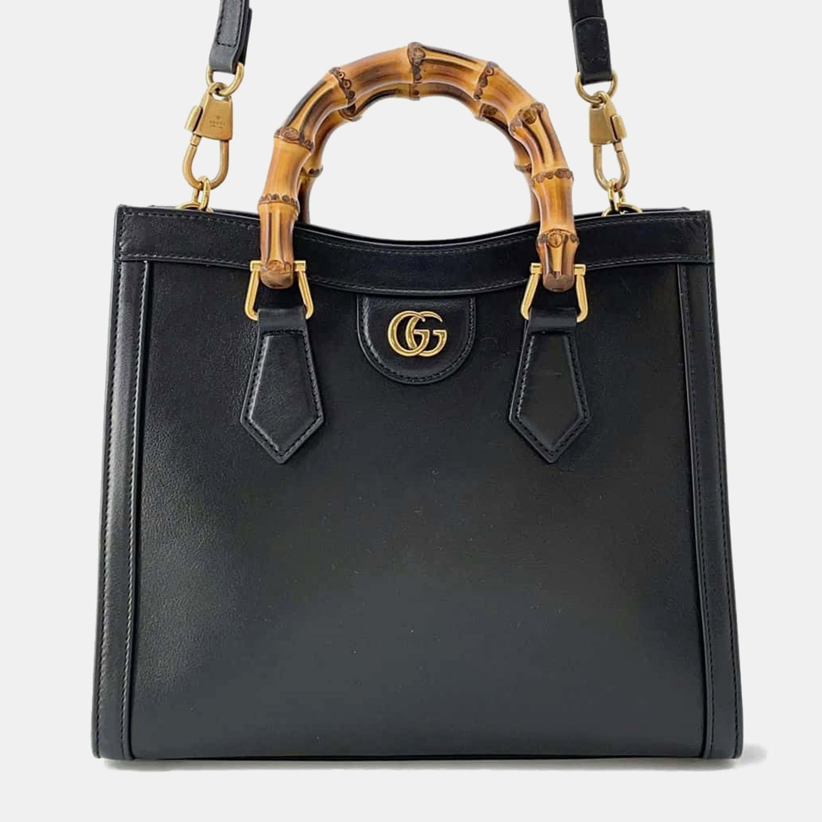 Gucci Schwarze kleine Handtasche Diana Bamboo aus Leder