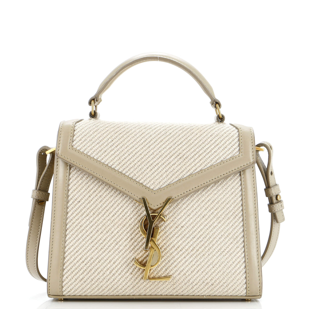 Saint Laurent Cassandra Top Handle Bag Canvas with Leather Mini