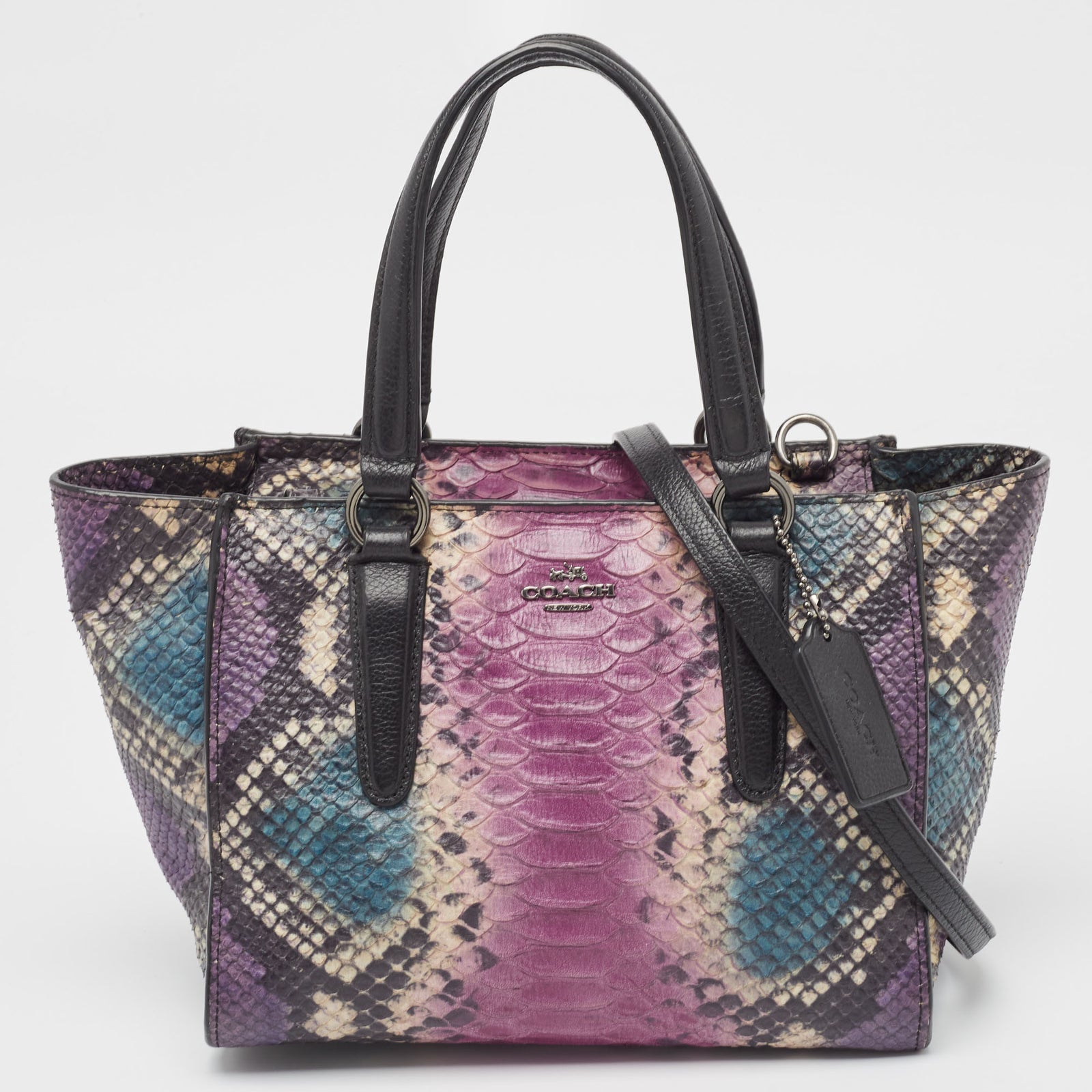 Coach Multicolor Python Embossed and Leather Crosby Carryall Tote