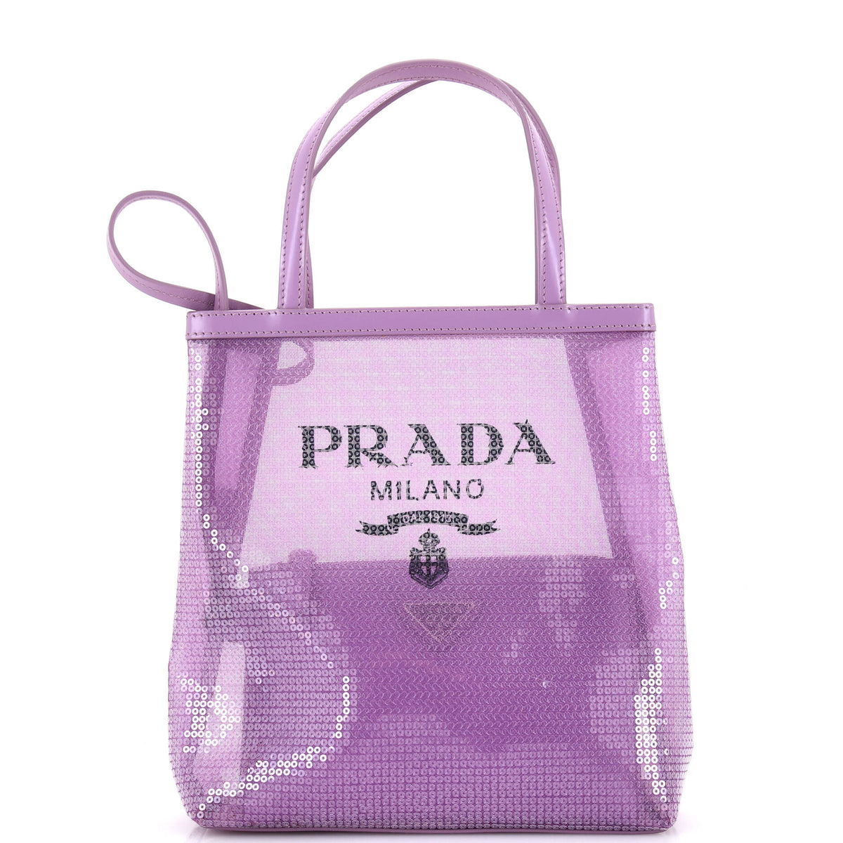 Prada PRADA Logo Open Tote Sequined Mesh Small
