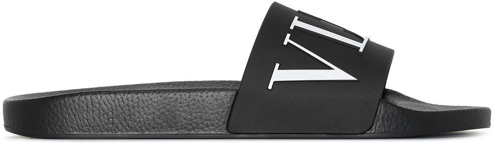 Valentino Garavani Men's Vltn Pool Slides in Black | Size 39 | 3Y2S0873SYE0NI