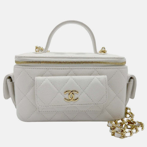 White Caviar Quilted Polly Pocket East West Top Vanity With Chain
