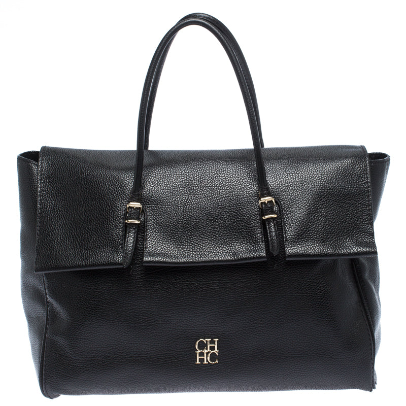 Carolina Herrera Schwarze Adagio Tote aus Leder aus der Tempo Collection