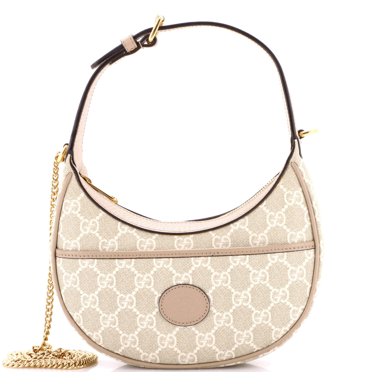 Gucci GUCCI Interlocking G Patch Half Moon Hobo GG Coated Canvas Mini