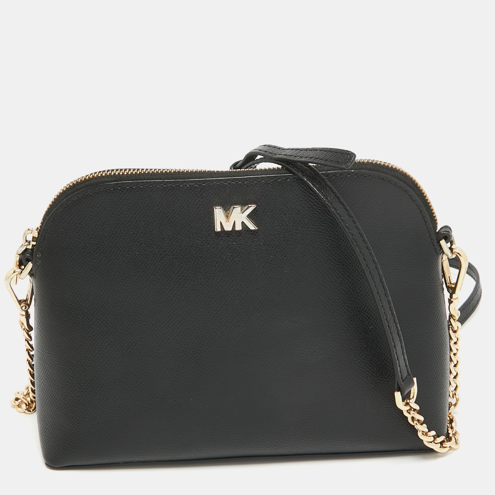 Michael Kors Black Leather Dome Crossbody Bag