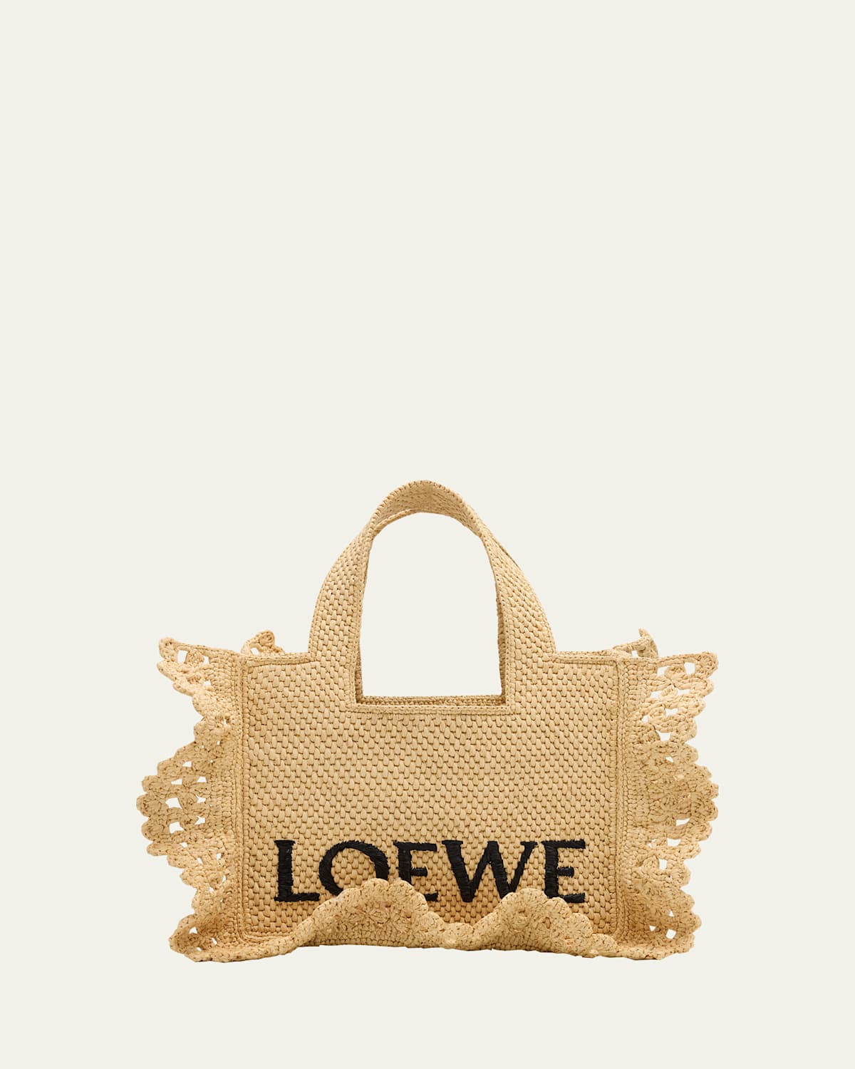 Loewe x Paula's Ibiza Small Ruffled Tote Bag in Raffia