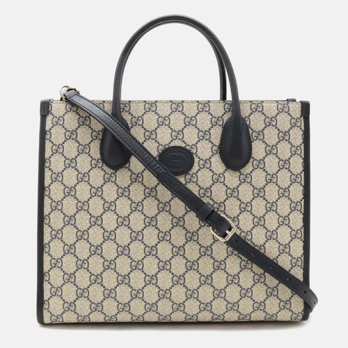 Ivory Navy Supreme GG Small Tote Bag