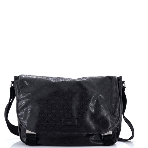 GUCCI Double Buckle Messenger Bag GG Imprime Large