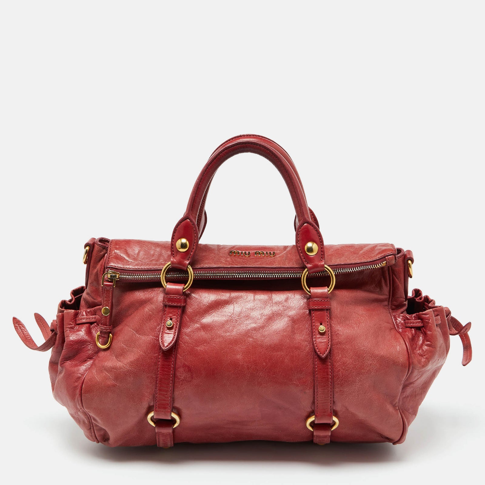 Miu Miu Rust Red Leather Bow Tote