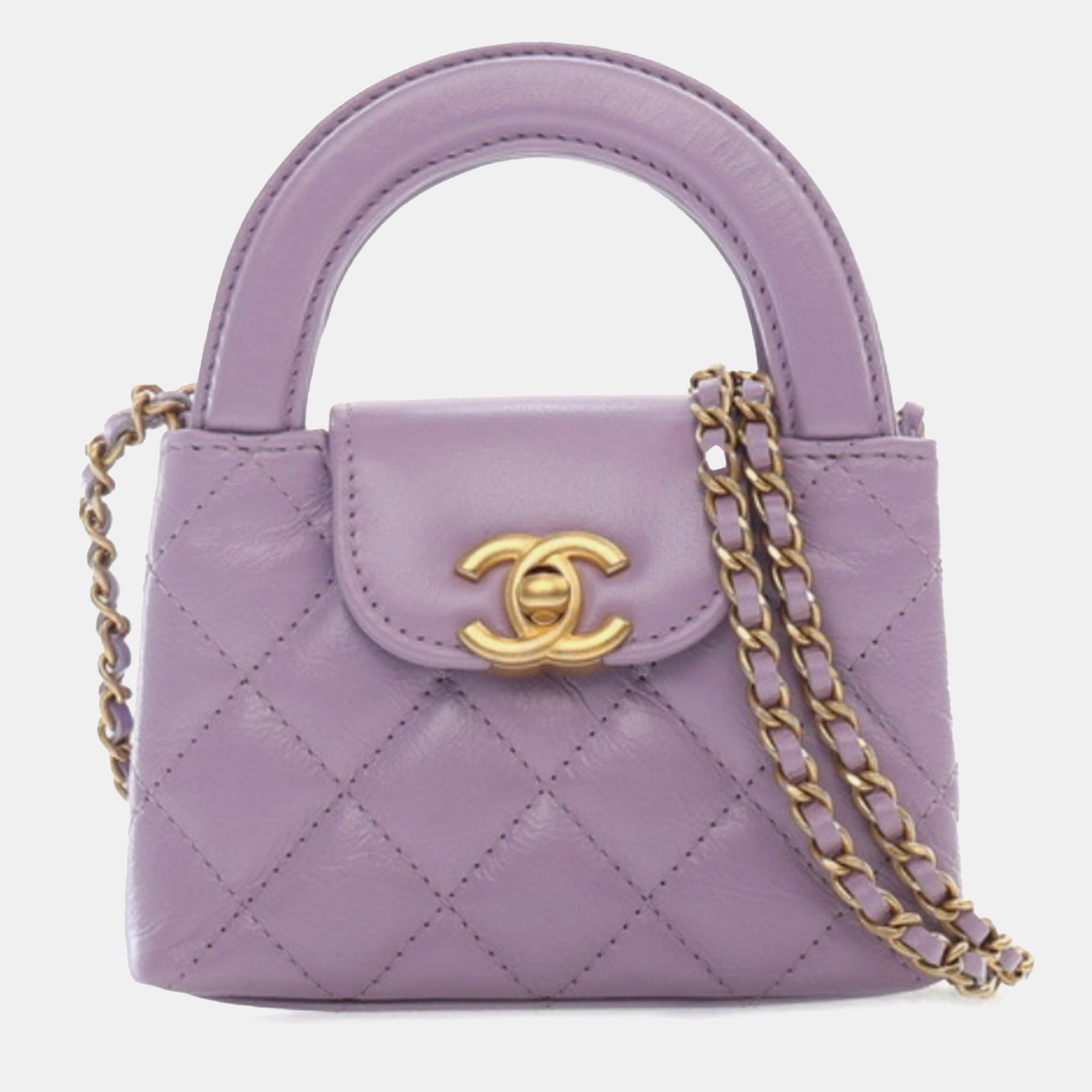 Chanel Sac shopping Kelly en cuir de veau vieilli Nano