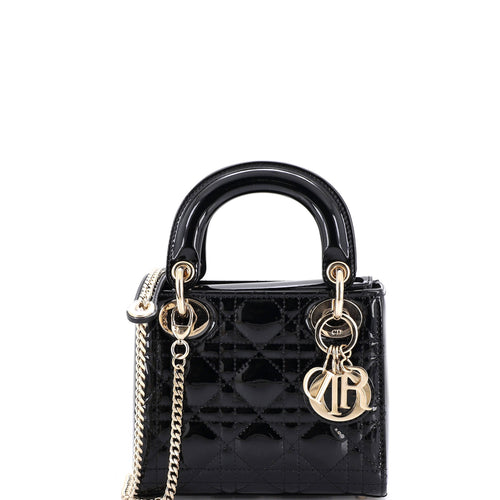 Lady Dior Chain Bag Cannage Quilt Patent Mini