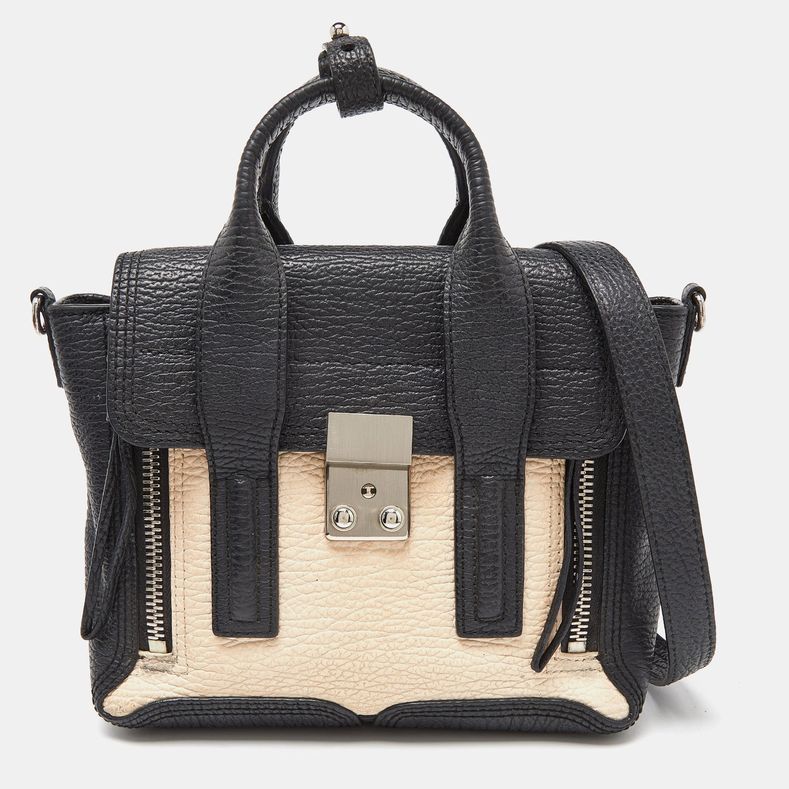 3.1 Phillip Lim Black/Beige Leather Mini Pashli Satchel