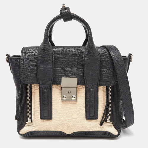 Black/Beige Leather Mini Pashli Satchel