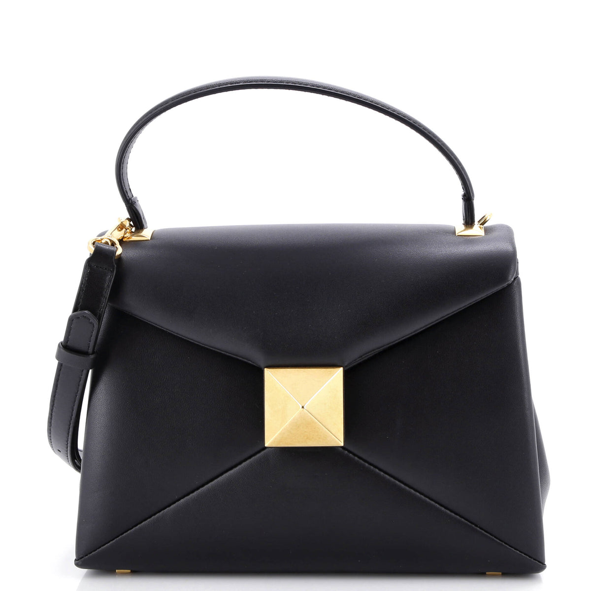 Valentino VALENTINO GARAVANI One Stud Top Handle Flap Bag Leather Small