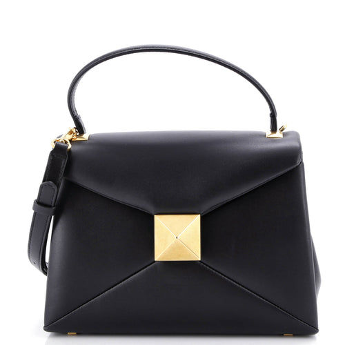 VALENTINO GARAVANI One Stud Top Handle Flap Bag Leather Small