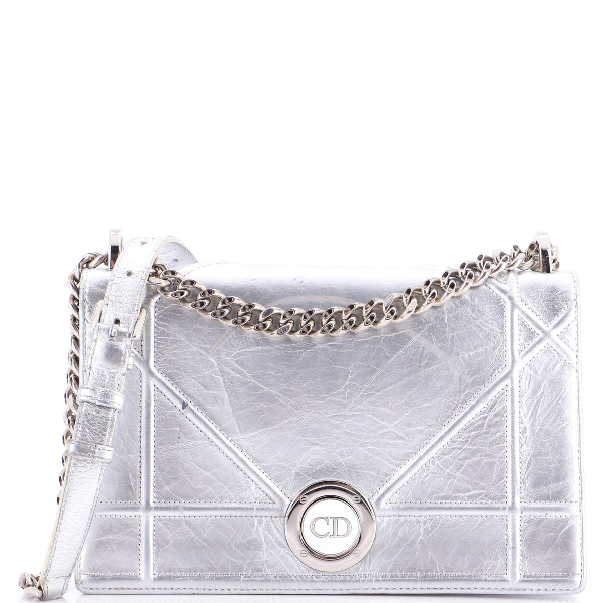 Christian Dior Diorama Clasp Flap Bag Crinkled Lambskin Medium