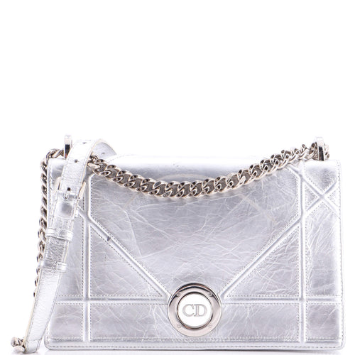 Diorama Clasp Flap Bag Crinkled Lambskin Medium