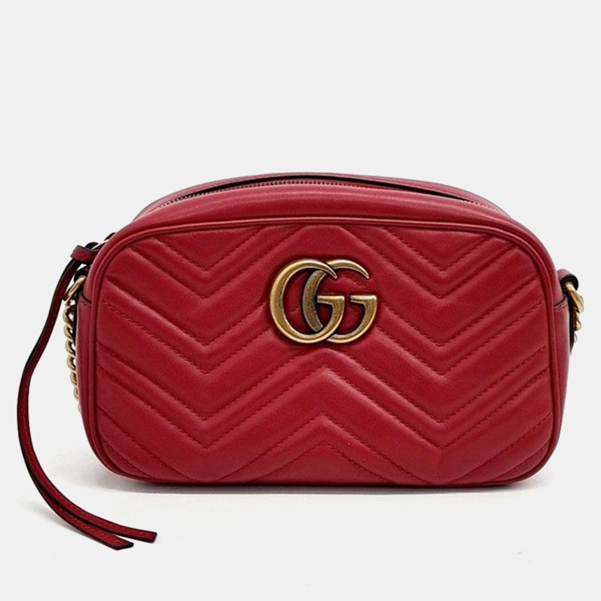 Gucci Red Leather Small Marmont Crossbody Bag