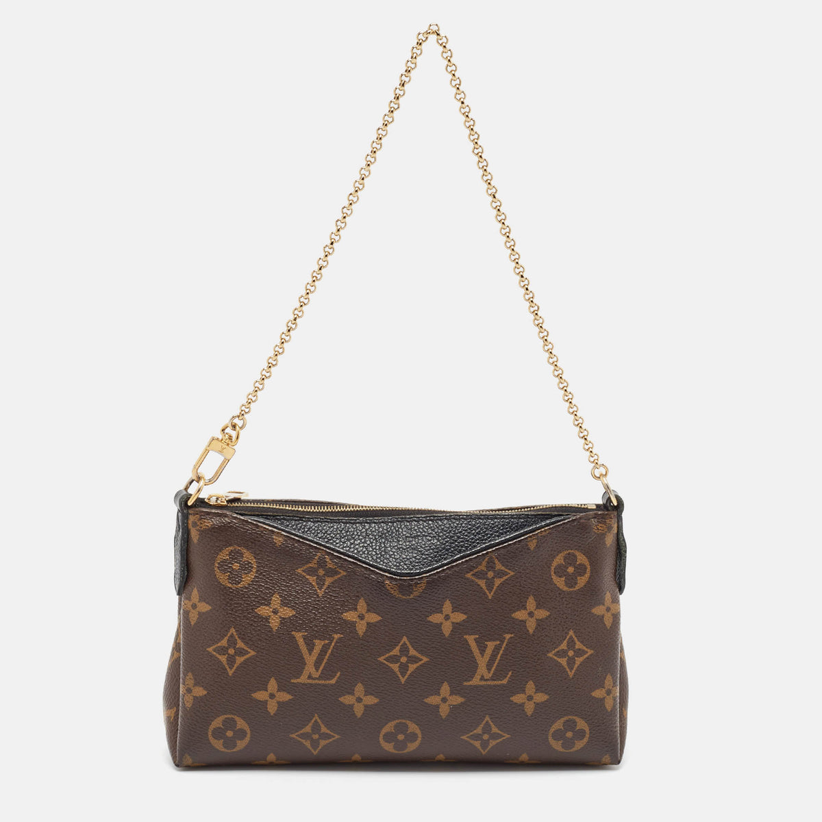 Louis Vuitton Black Monogram Canvas Pallas Chain Clutch