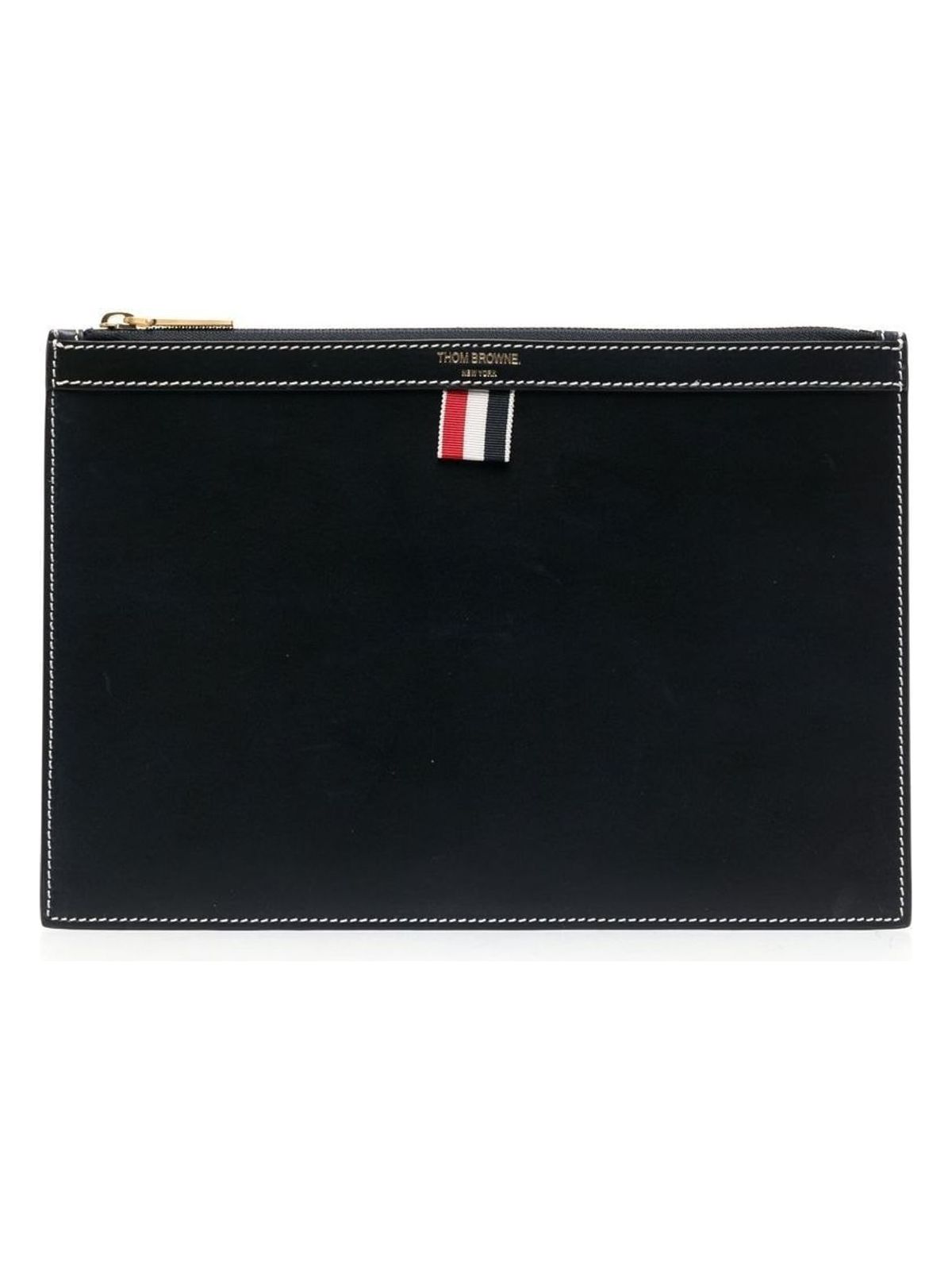 Thom Browne Men's Smalle Leather Document Case in Blue | Size UNI | MAC019LL0044415