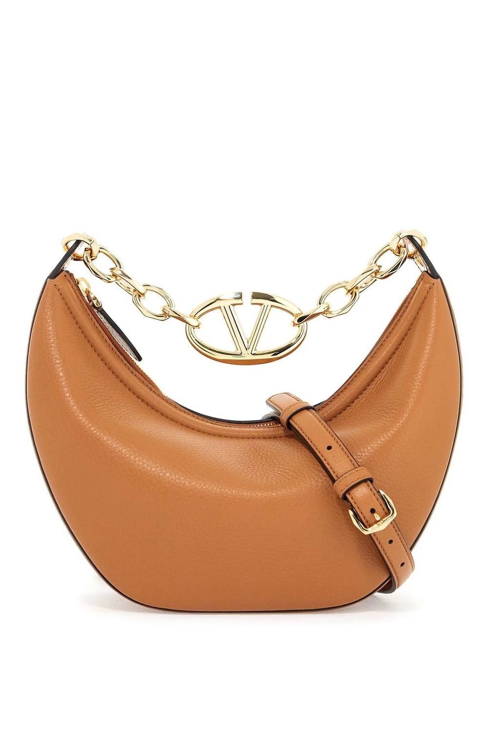 Valentino Women's Vlogo Moon Bag Small Hobo in Almondbeig | 5W2B0Q42JDK