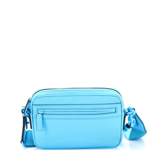 GUCCI Front Zip Crossbody Bag GG Rubber Effect Leather Small