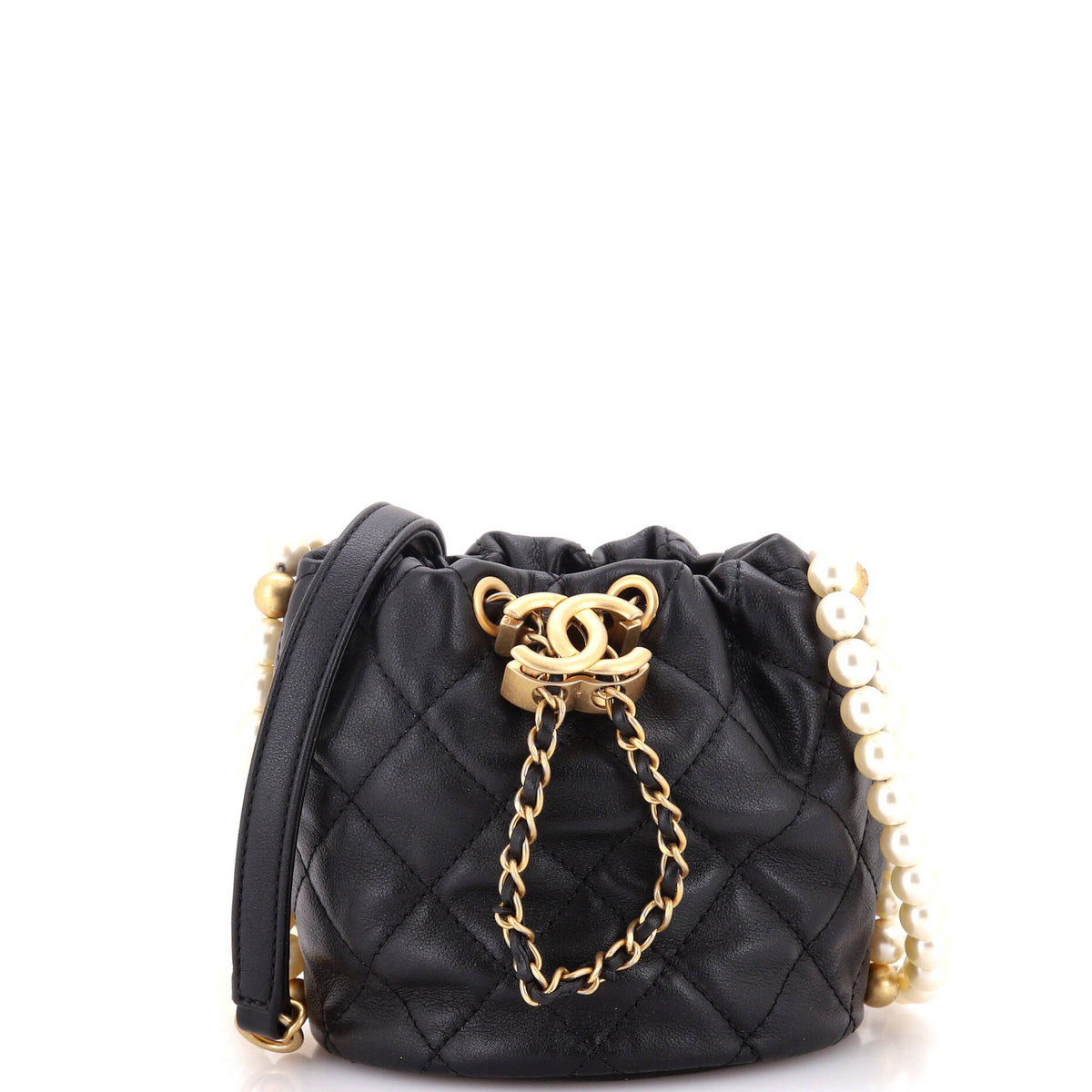 Chanel CHANEL About Pearls Bucket Bag Quilted Calfskin Mini