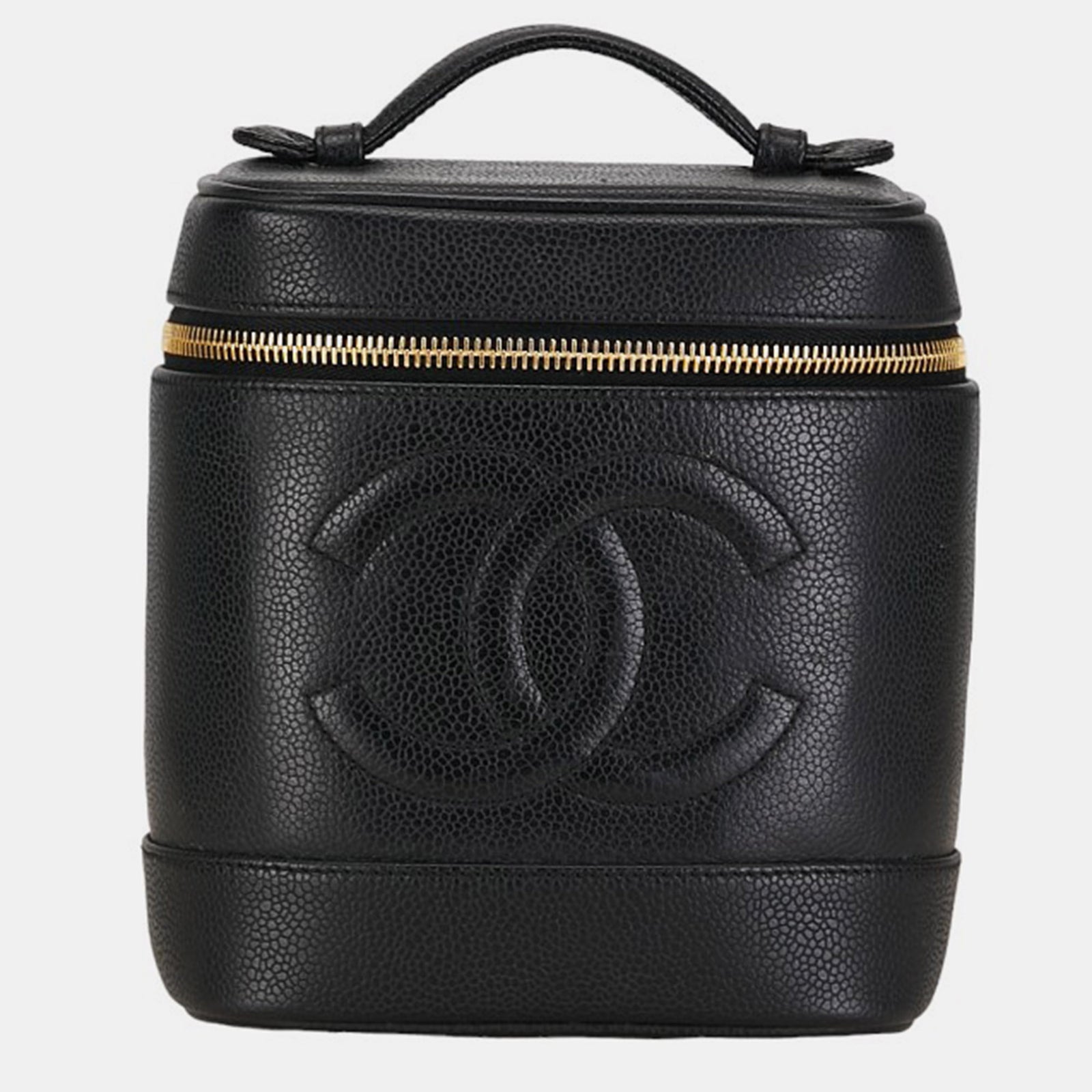 Chanel Black Leather CC Caviar Vanity Case