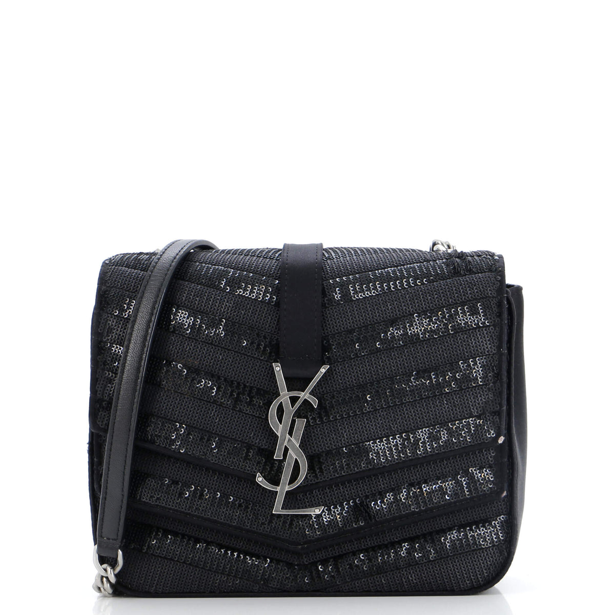 Saint Laurent Sulpice Flap Bag Sequin Matelasse Chevron Satin Small
