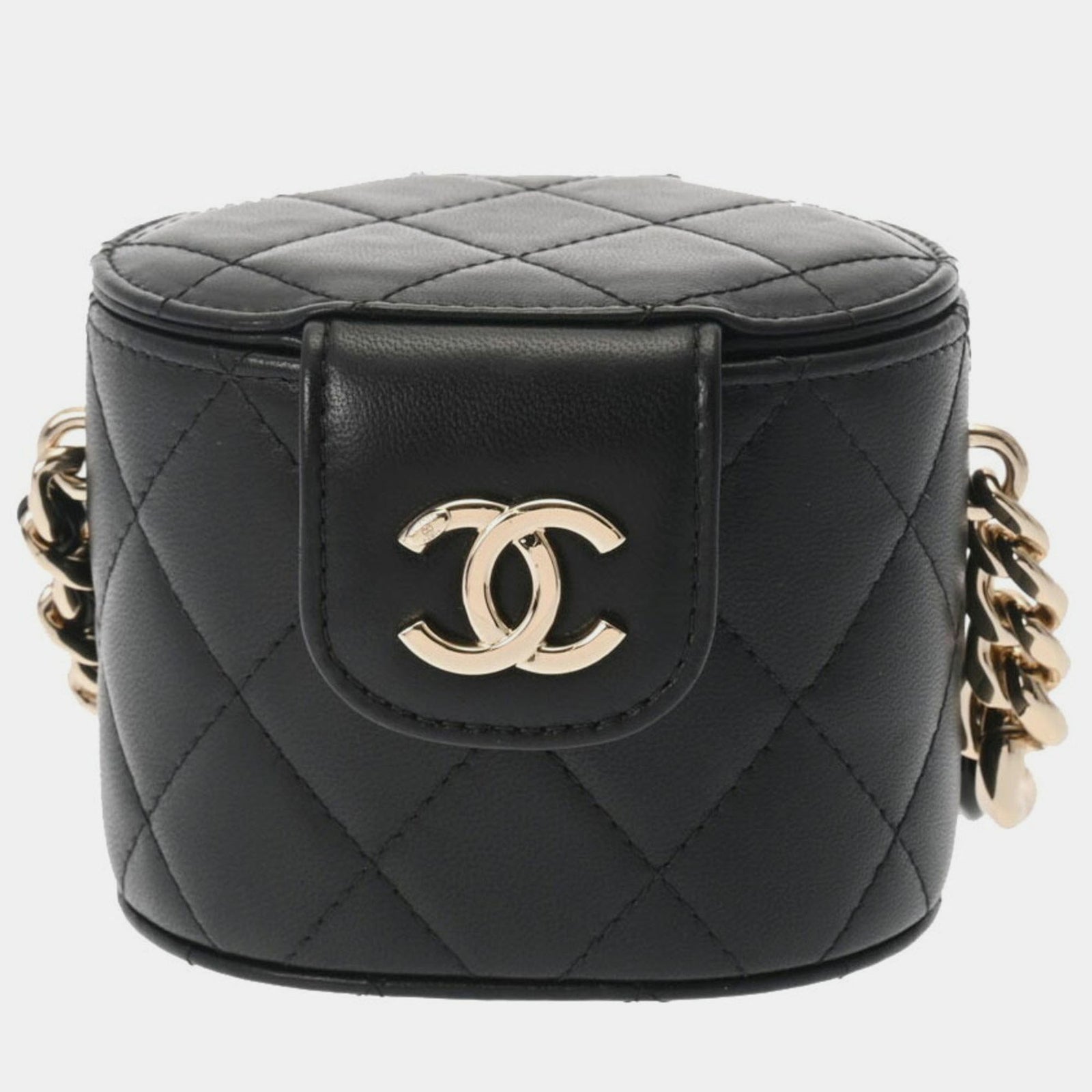 Chanel Black Leather Mini Vanity Case Clutch Bag