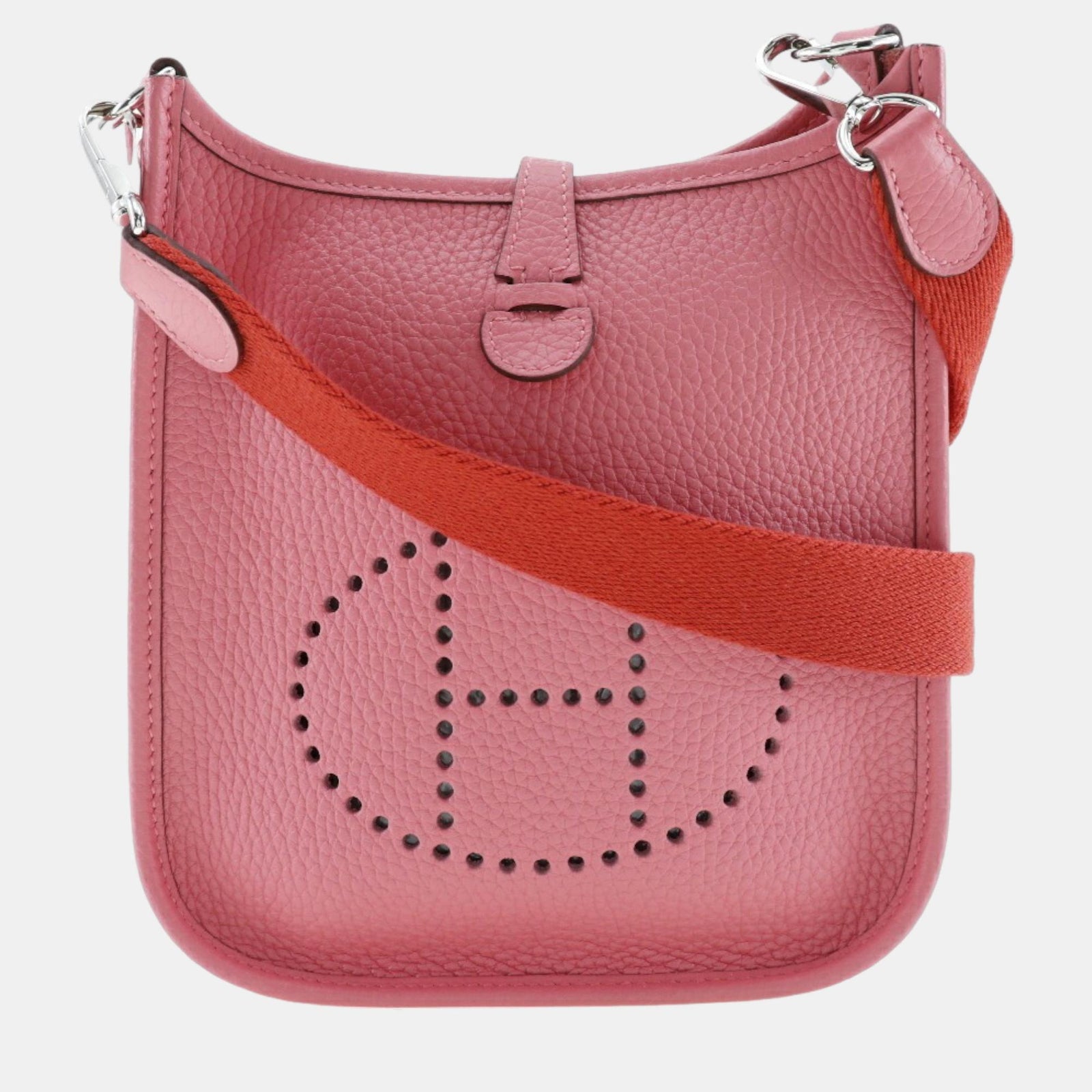 Herm?s HERMES Evelyne TPM Sac Bandoulière Amazon Taurillon Clémence Rose Azalea Fabriqué en France 2020 Rose/Rouge Y Bandoulière Bouton Pression EvelyneTPM Femme