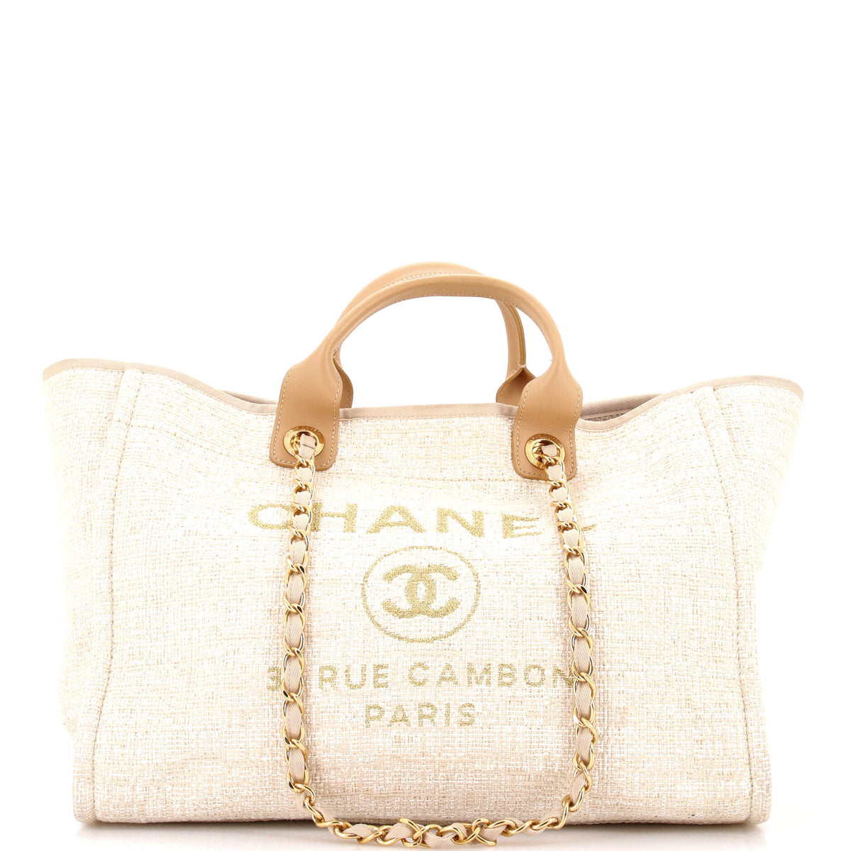 Chanel CHANEL Deauville Tote Raffia with Glitter Detail Medium