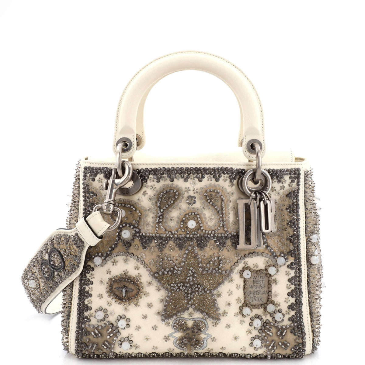 Christian Dior Lady Dior Bead Embellished Leather Medium