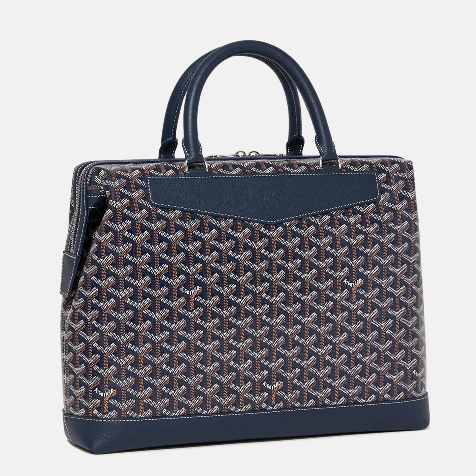 Goyard Navy Blue Leather and Signature Canvas Cisaplin Document Case