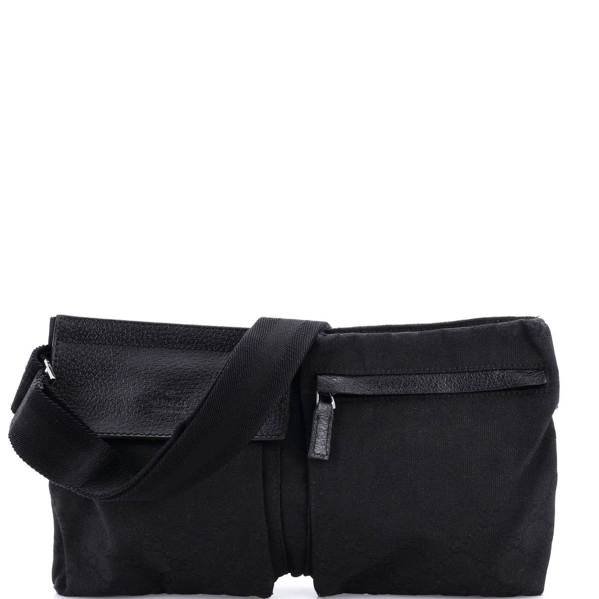 Gucci GUCCI Vintage Double Belt Bag GG Canvas with Leather