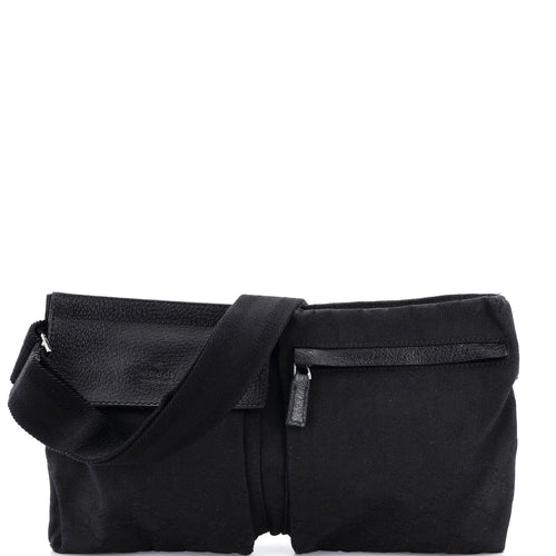 GUCCI Vintage Double Belt Bag GG Canvas with Leather