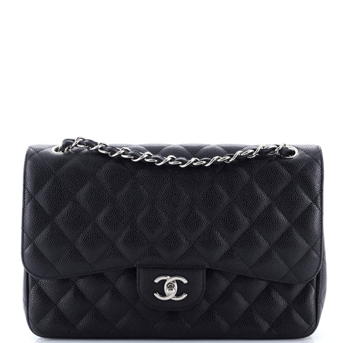 CHANEL Classic Double Flap Bag Quilted Caviar Jumbo