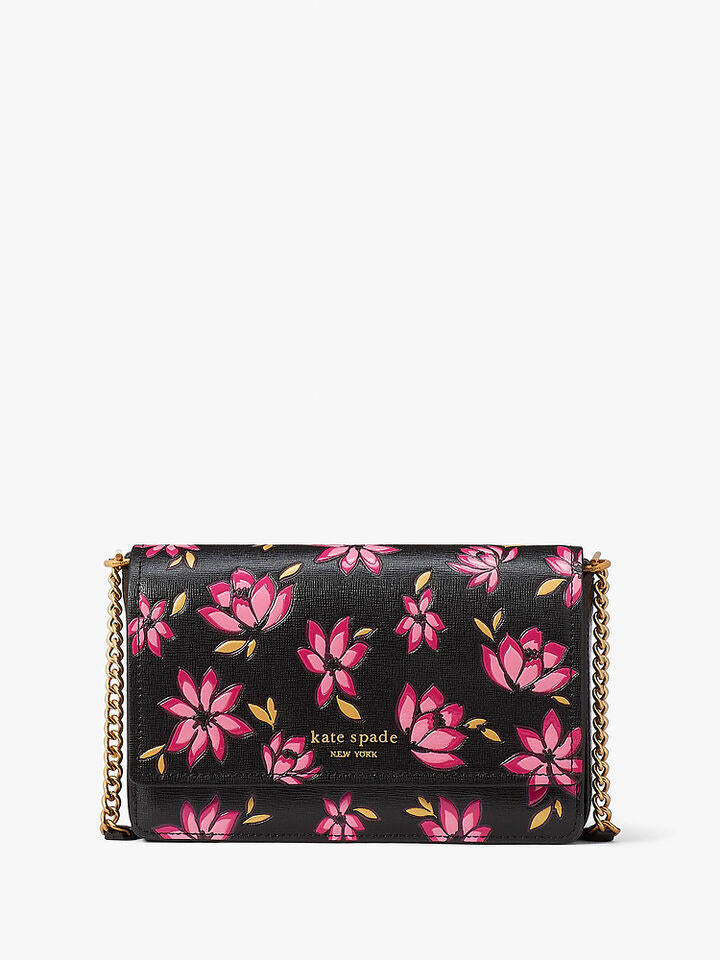 Kate Spade Au Morgan Winter Blooms Embossed Flap Chain Wallet