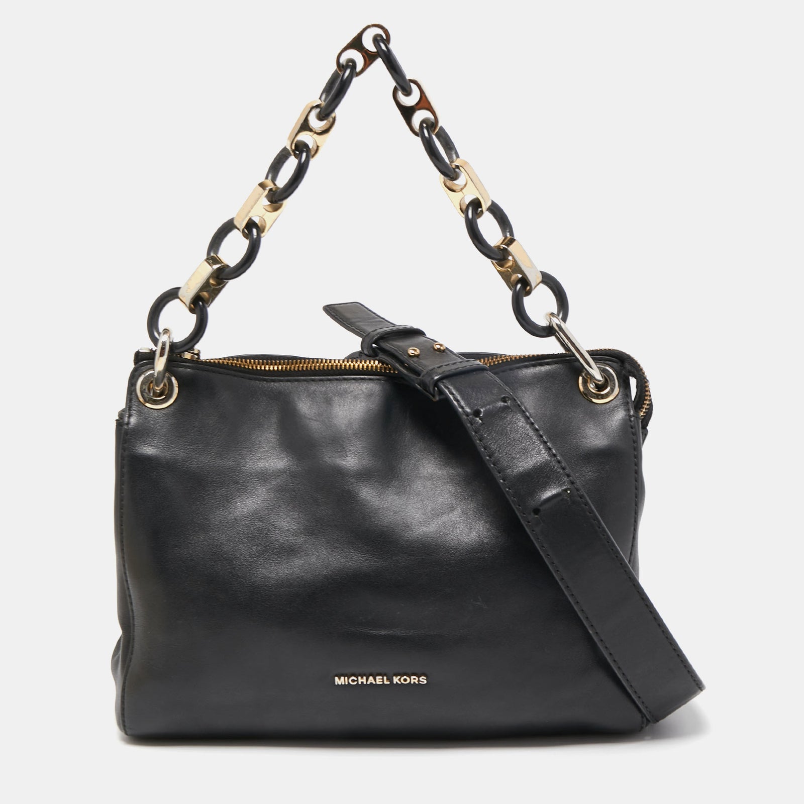 Michael Kors Black Leather Raven shoulder Bag