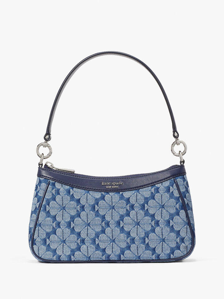 Kate Spade Au Spade Flower Jacquard Denim Convertible Shoulder Bag