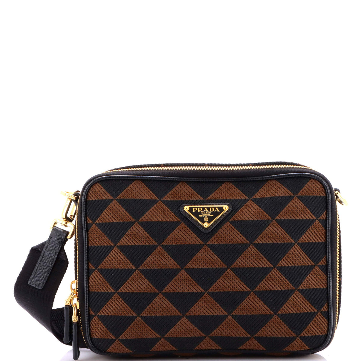 Prada PRADA Symbole Zip Around Shoulder Bag Jacquard