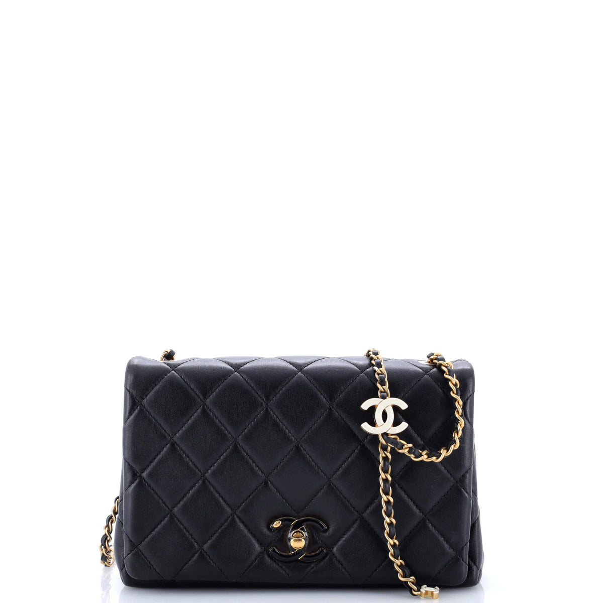 Chanel CHANEL Enamel Multi CC Chain Flap Bag Quilted Lambskin Small