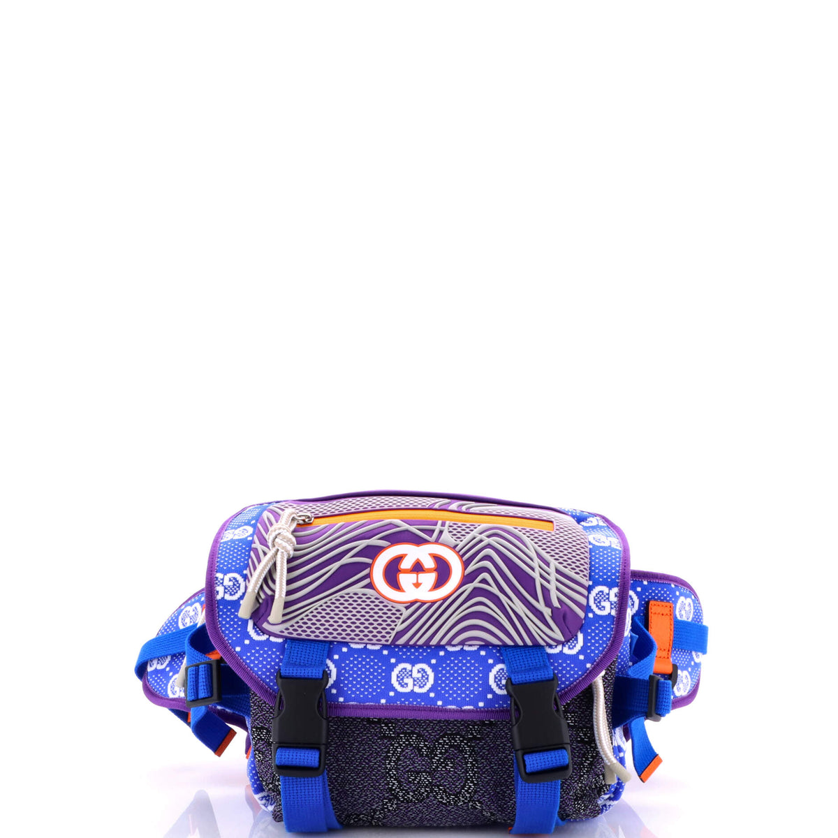 Gucci GUCCI Buckle Flap Chest Strap Backpack GG Fabric with Rubber