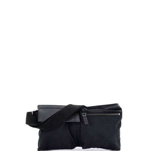 GUCCI Vintage Double Belt Bag GG Canvas with Leather