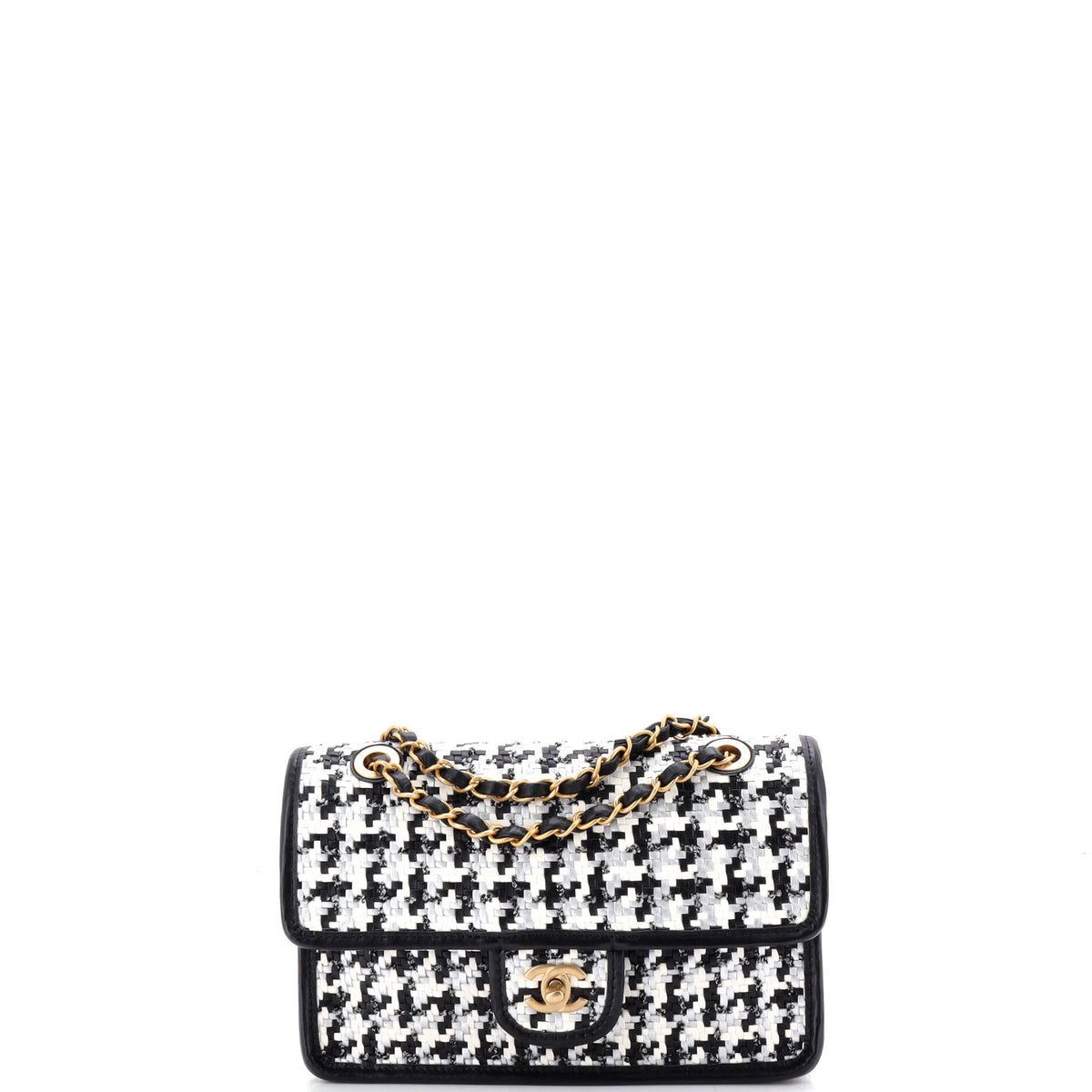 Chanel CHANEL Classic Single Flap Bag Woven Lambskin and Viscose Small