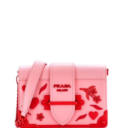 PRADA Cahier Crossbody Bag Embellished Leather Small
